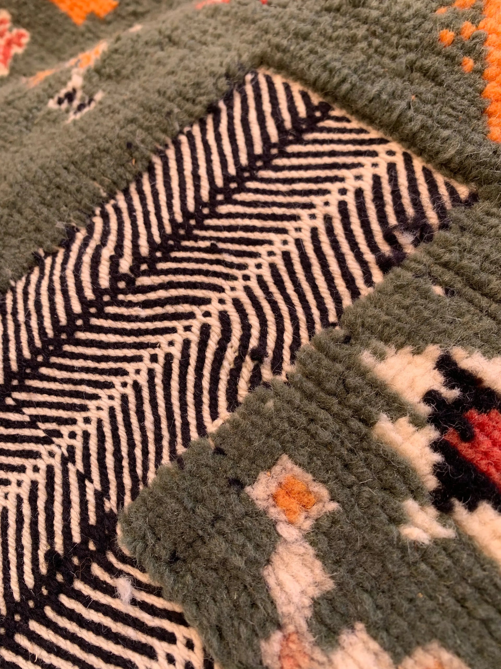 Green & Orange Moroccan Rug – Handwoven Artisan Piece