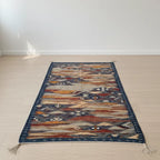 Blue Kilim Moroccan Rug – Handwoven “Picasso” Design