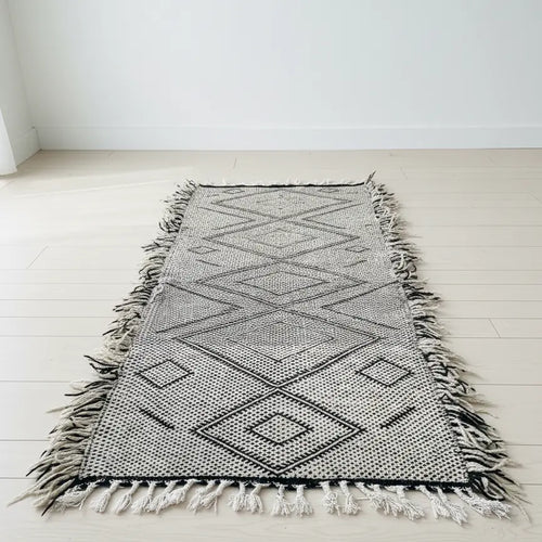  Black & White Moroccan Runner Rug