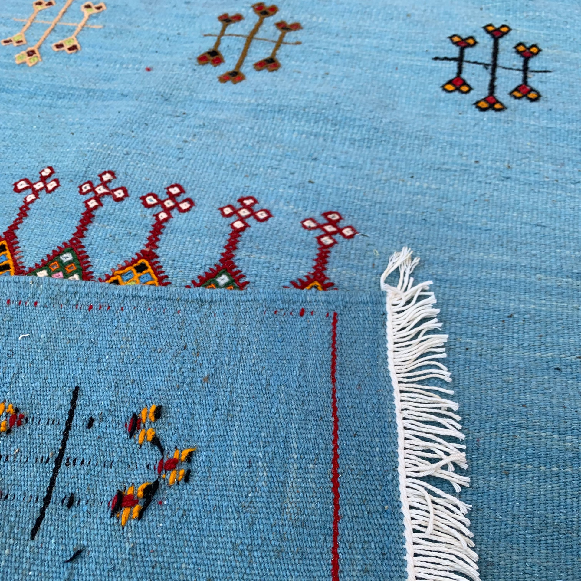 small blue rug wool 