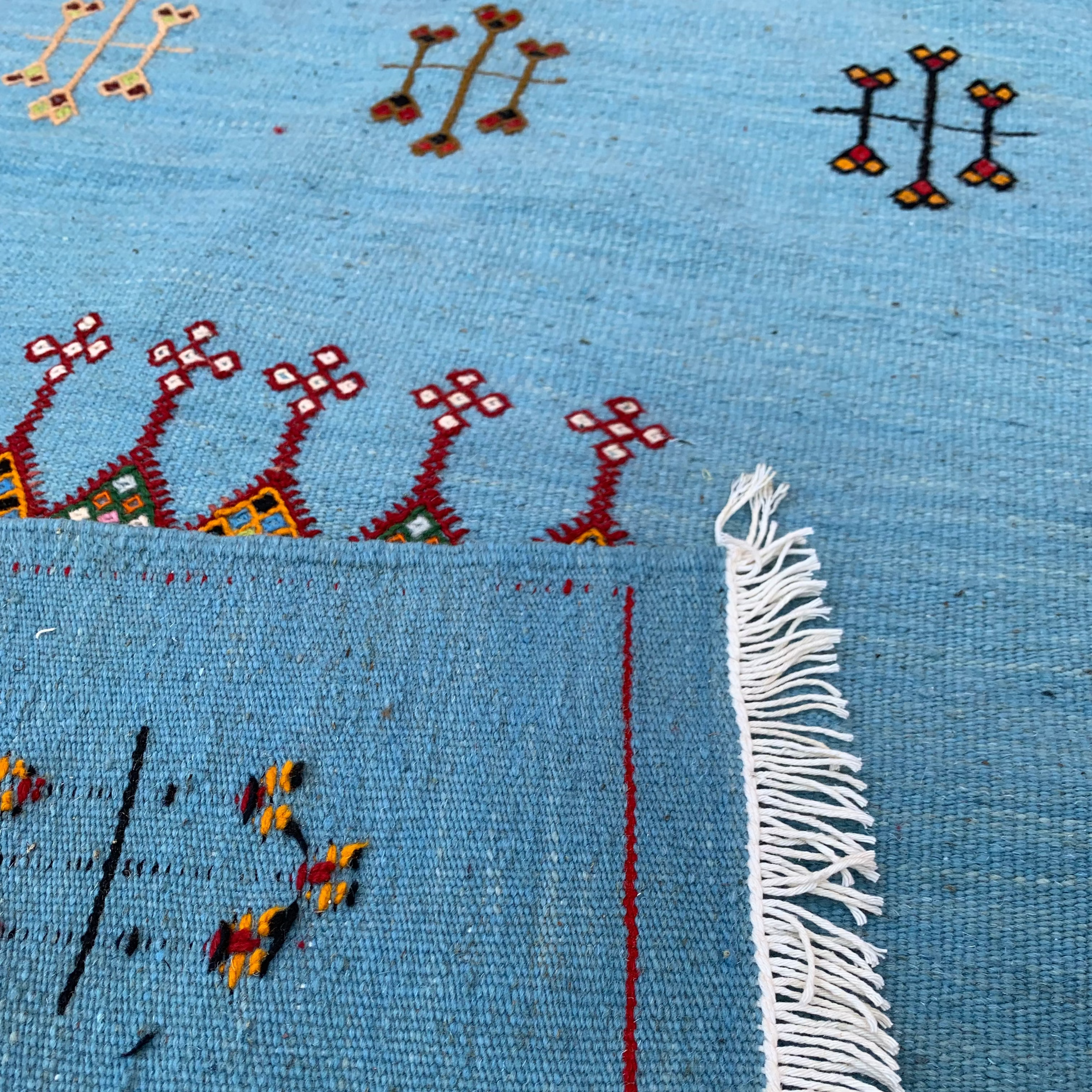 small blue rug wool 