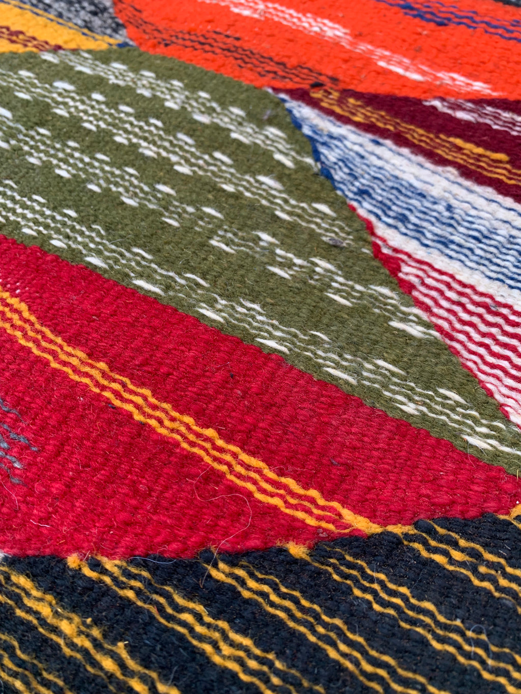 Close-up of small kilim rug 
