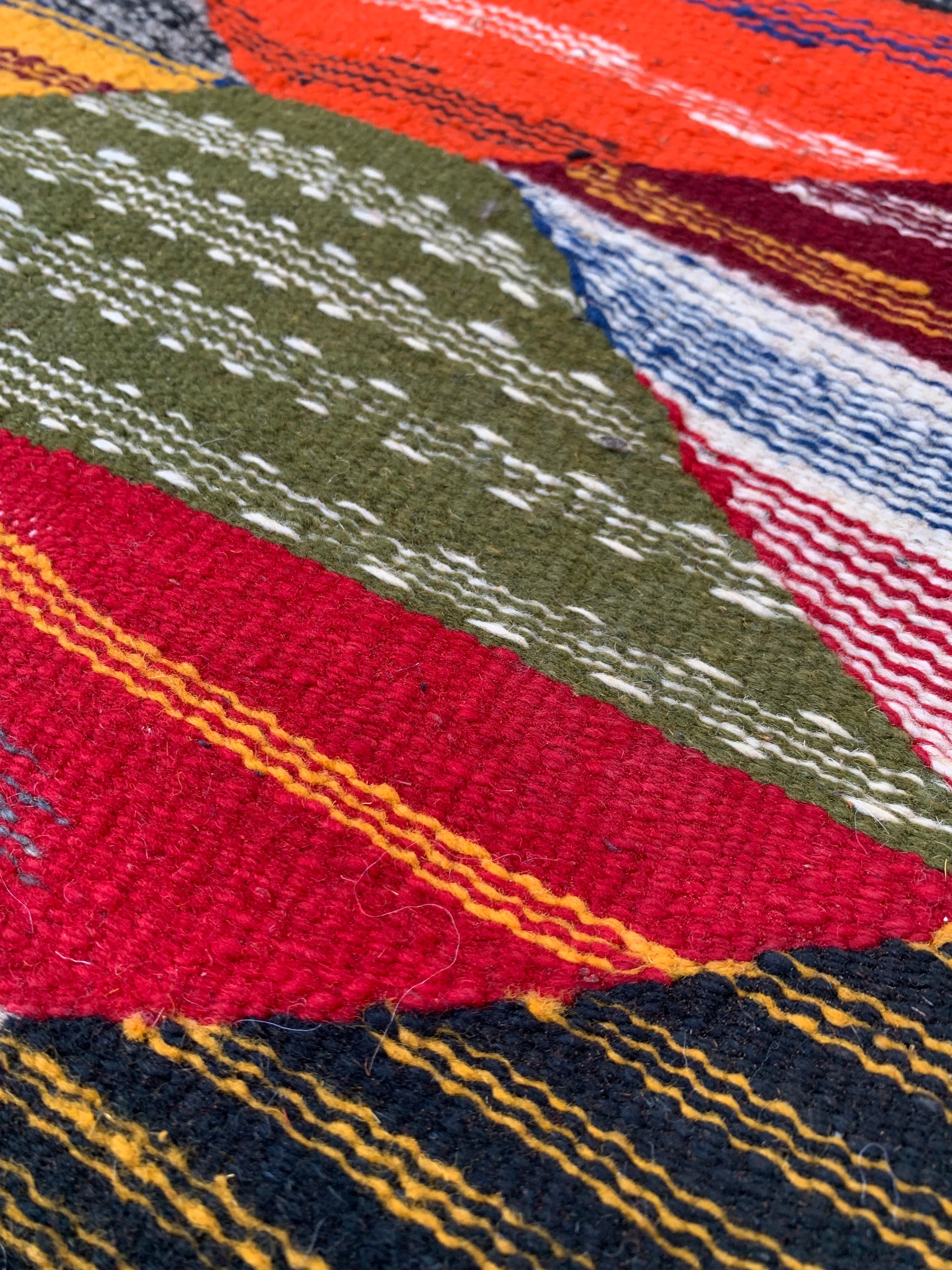 Close-up of small kilim rug 