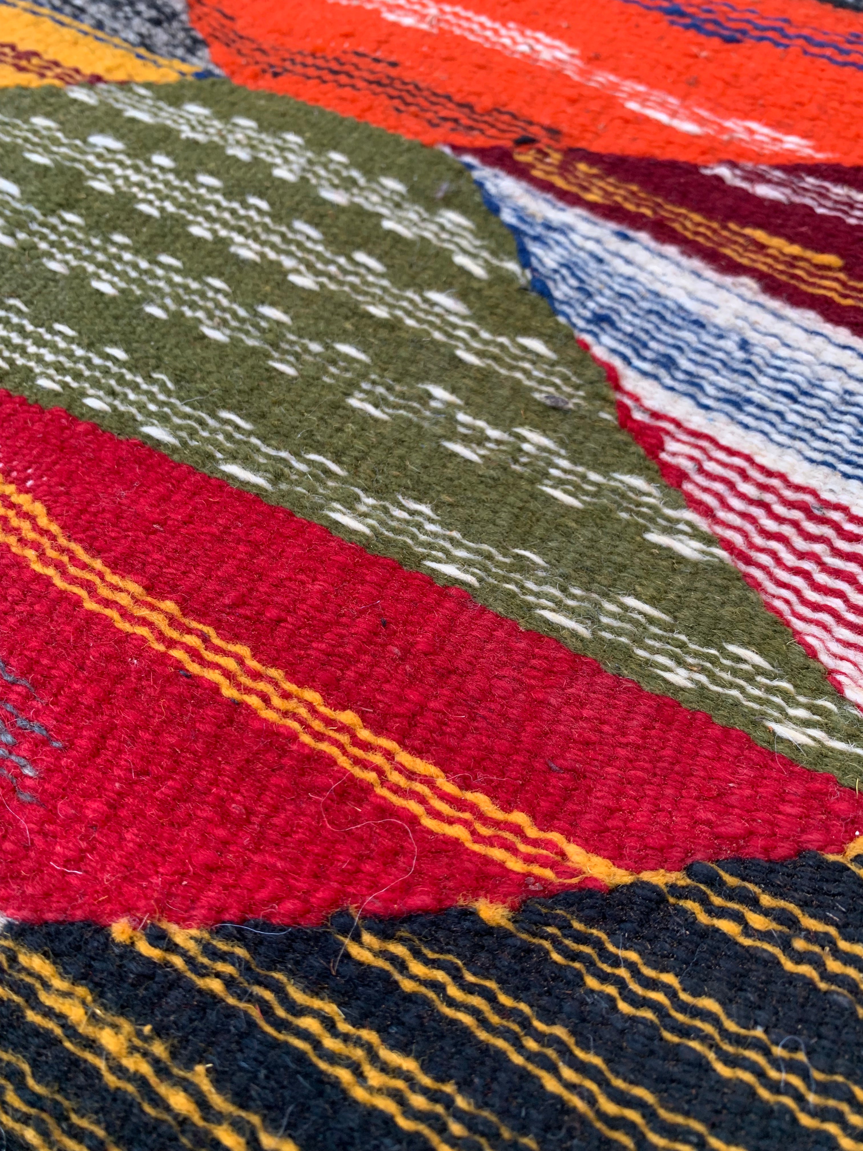 Close-up of small kilim rug 