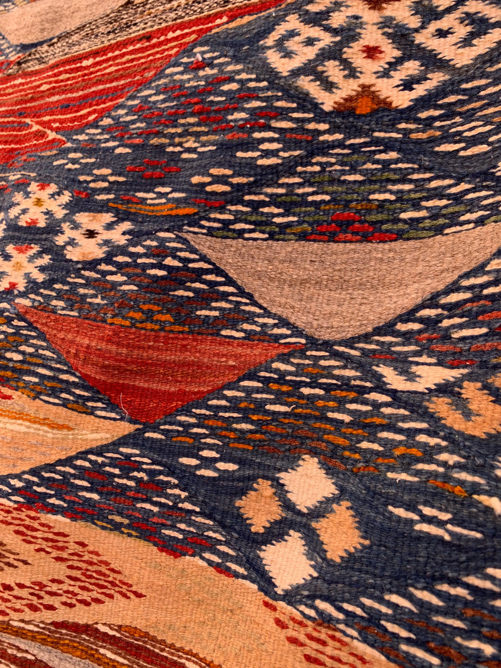 Blue Kilim Moroccan Rug – Handwoven “Picasso” Design