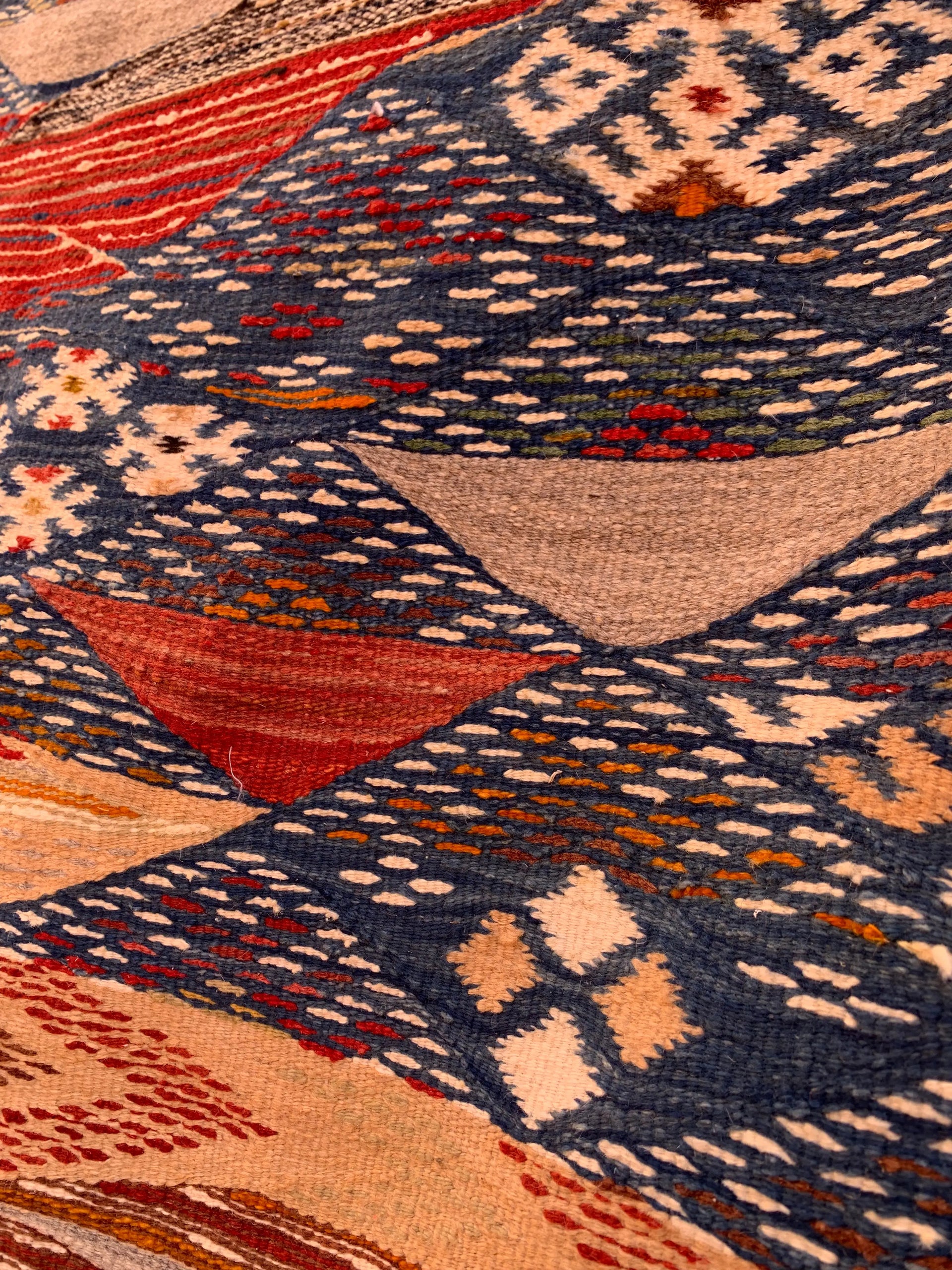 Blue Kilim Moroccan Rug – Handwoven “Picasso” Design