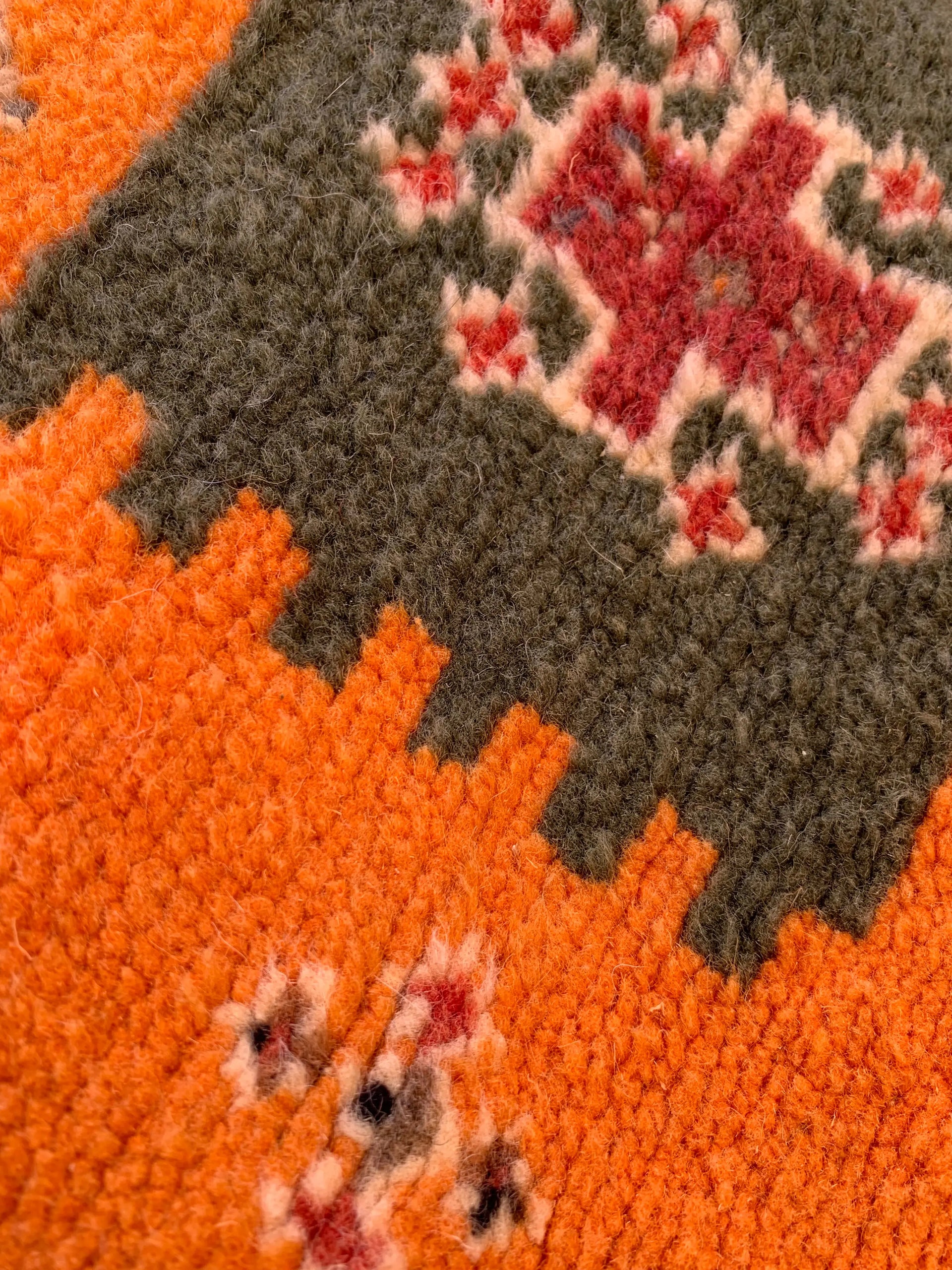 Green & Orange Moroccan Rug – Handwoven Artisan Piece