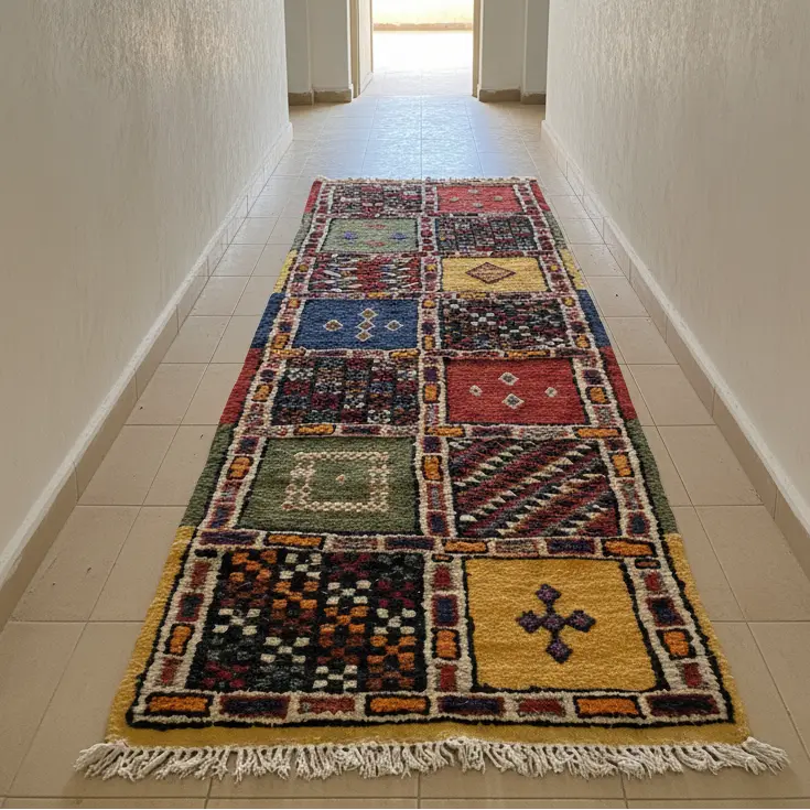 Moroccan Runner Rug – Handwoven Multicolor Wool from Taznakht