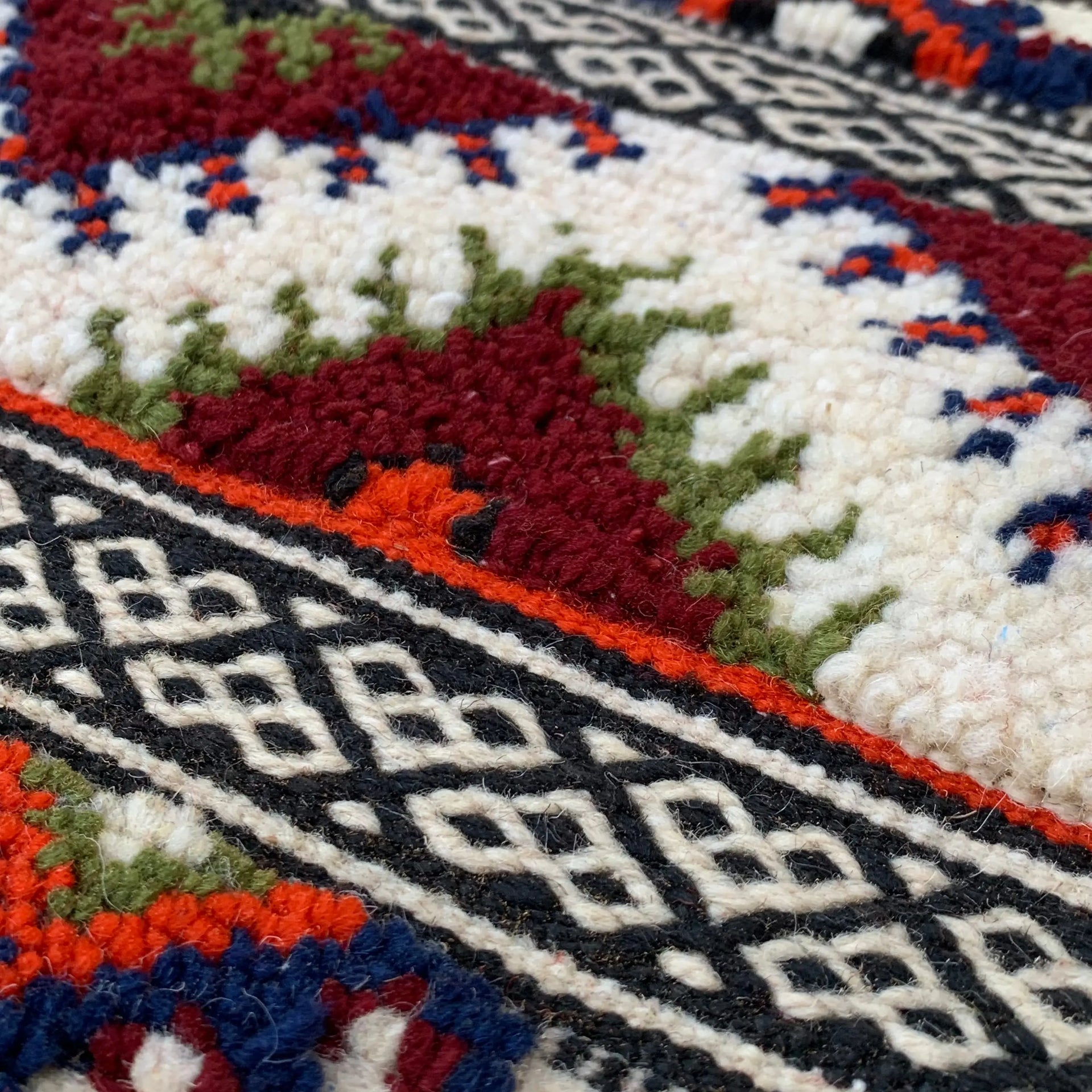 Small Black and White Moroccan Rug 