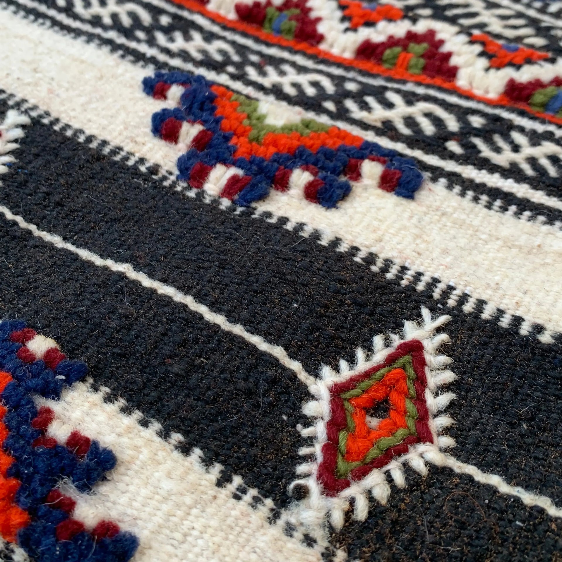 Small Black and White Moroccan Rug 
