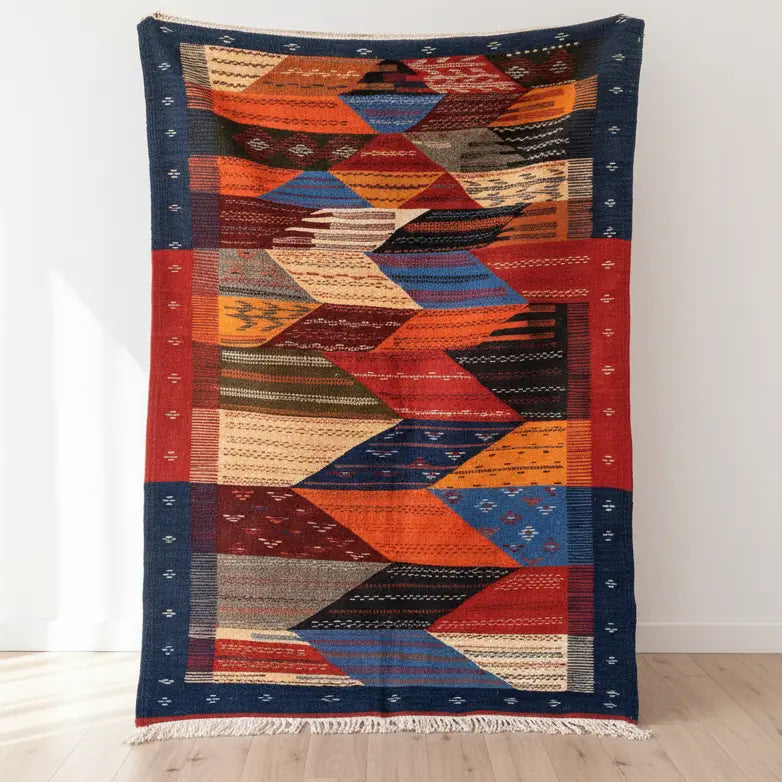 Kilim Moroccan Rug – Handwoven Reversible “Picasso” from Taznakht