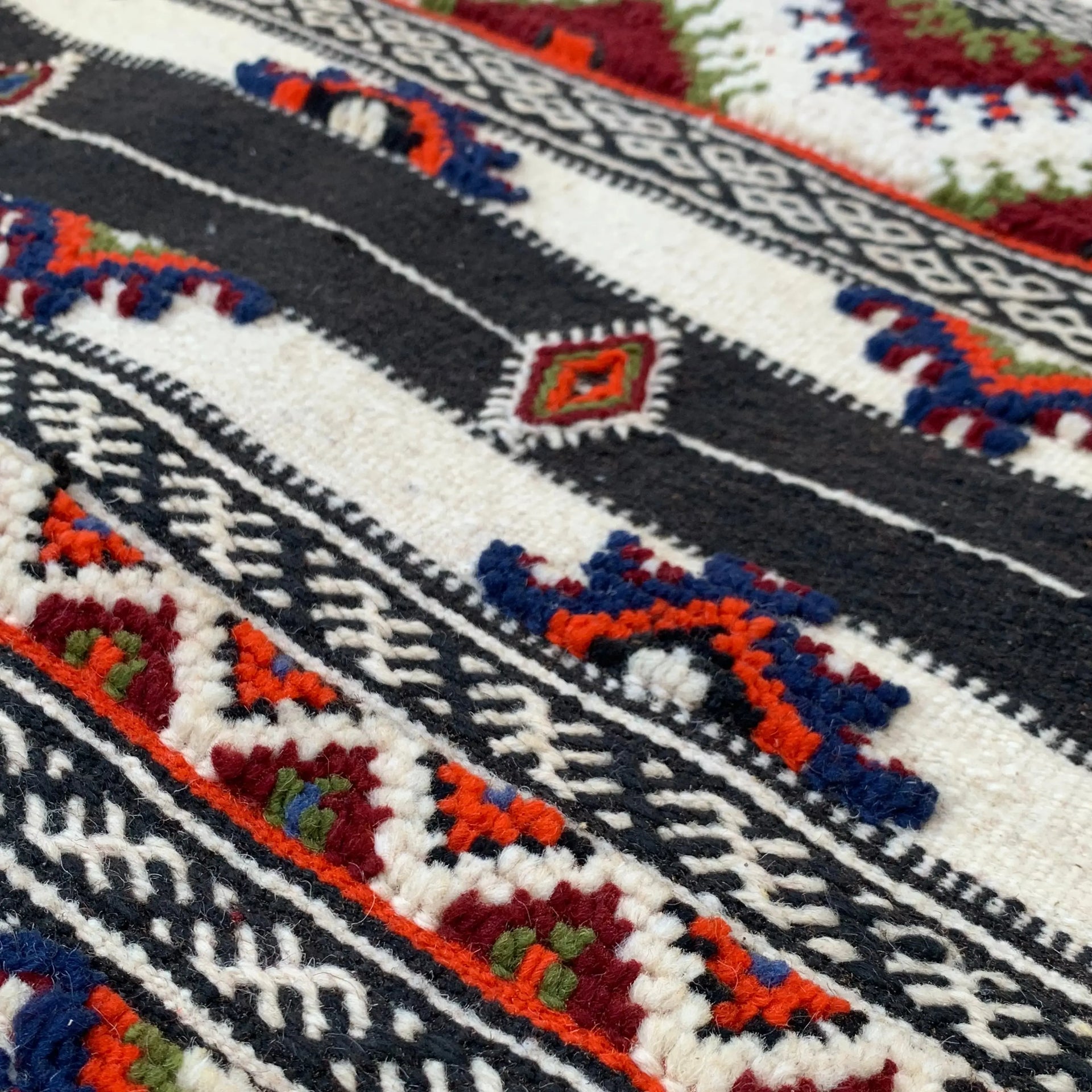 Small Black and White Moroccan Rug 