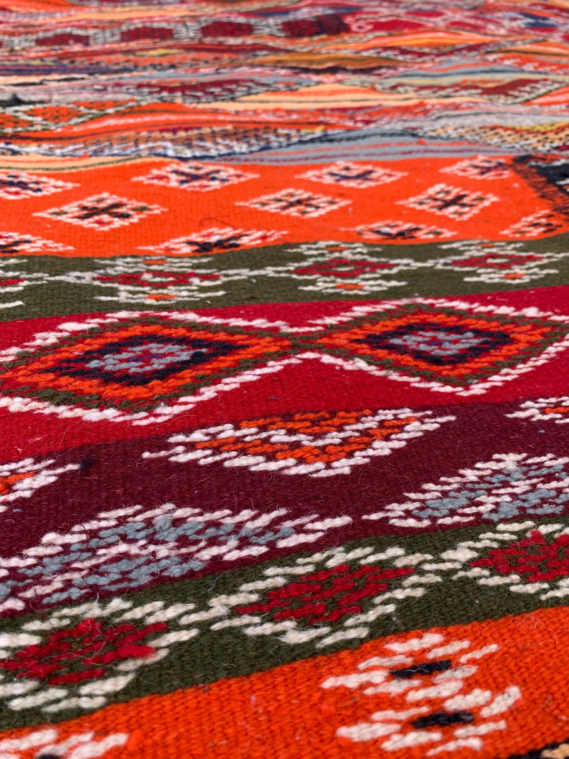 Moroccan Kilim Rug – Red Picasso, Handwoven & Reversible