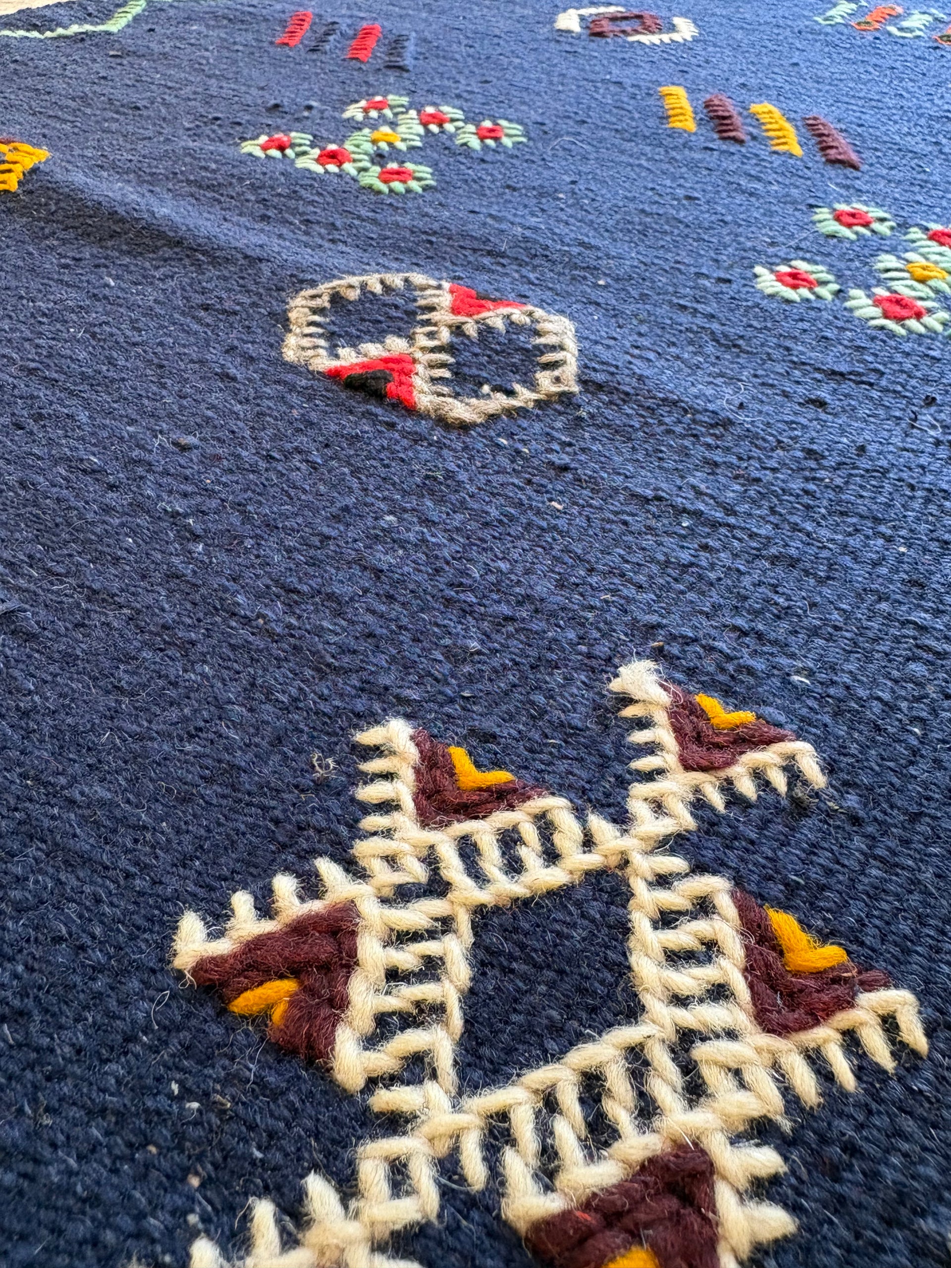 Traditional Moroccan Kilim Berber runner rug woven by the Iznaguen Women's Cooperative