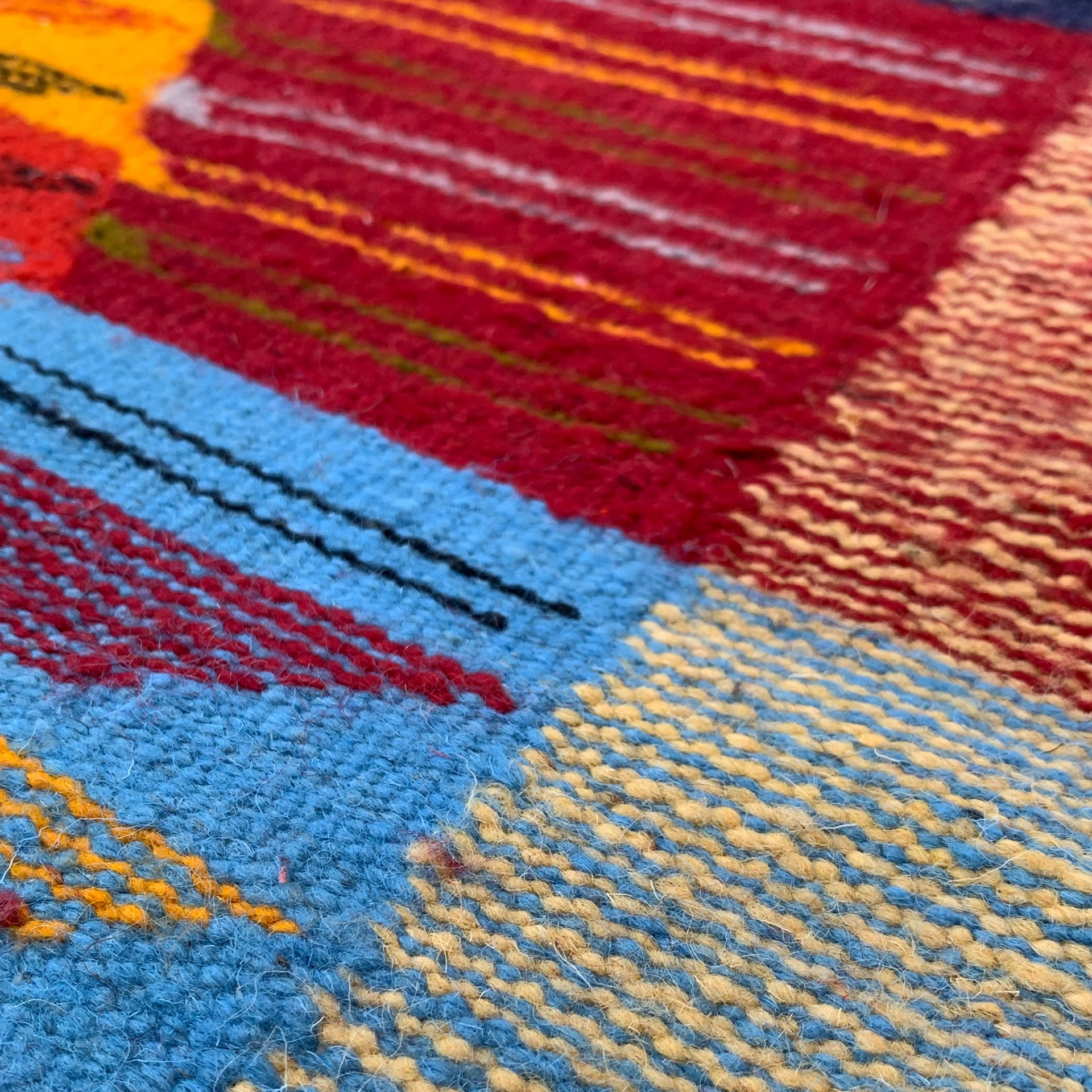 Close-up of a Small Kilim Morooccan Rug