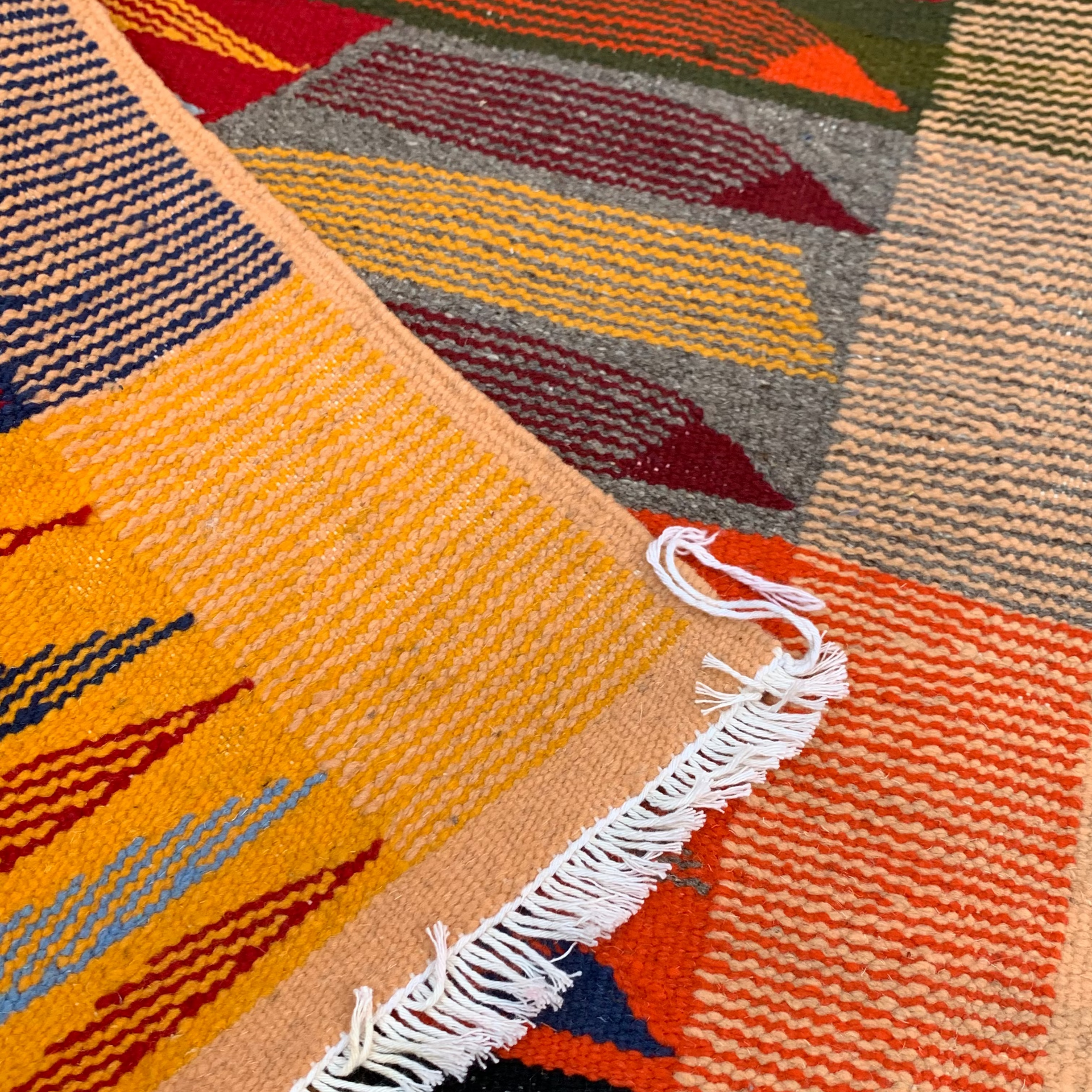 Close-up of a Small Kilim Moroccan Rug