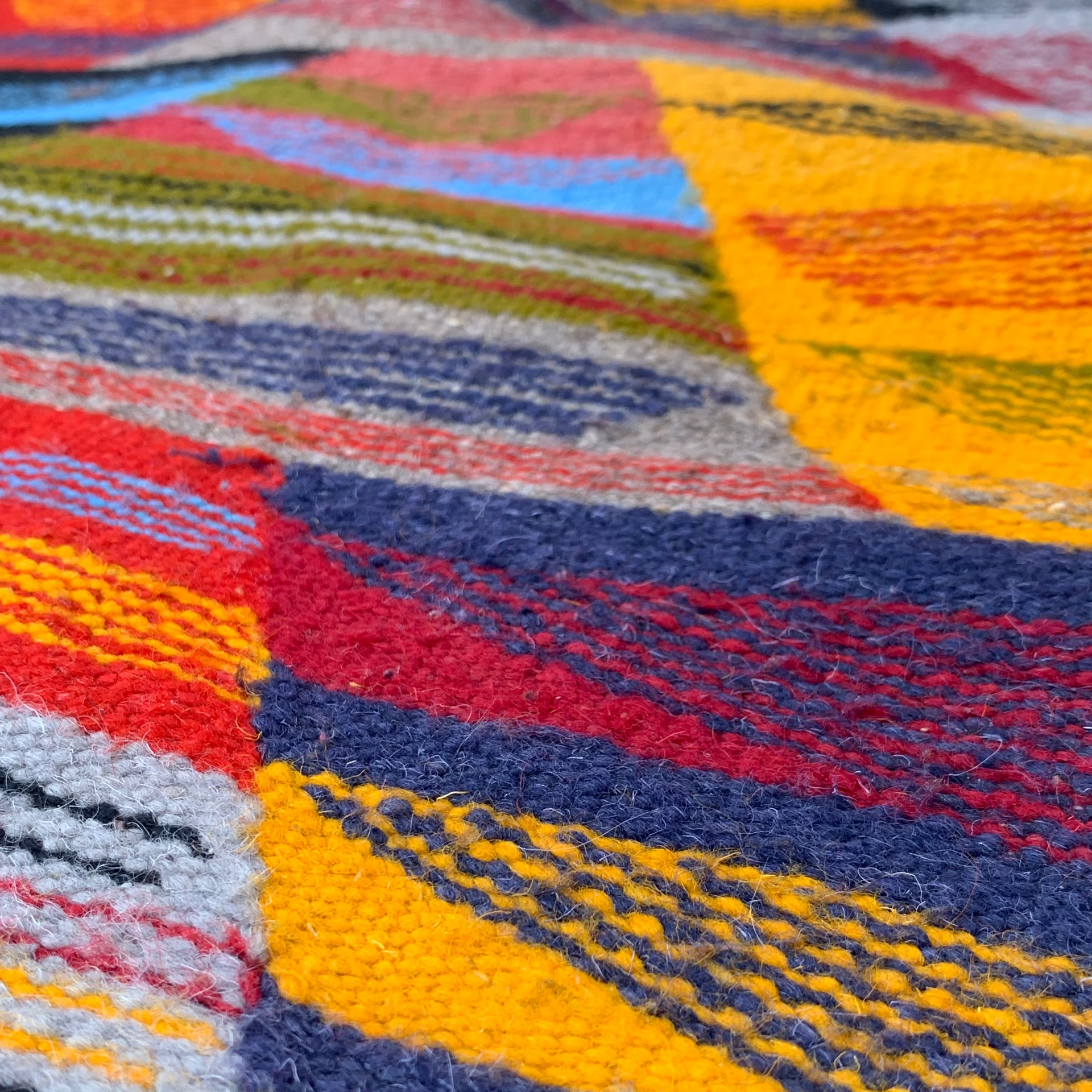 Close-up of a Small Kilim Morooccan Rug