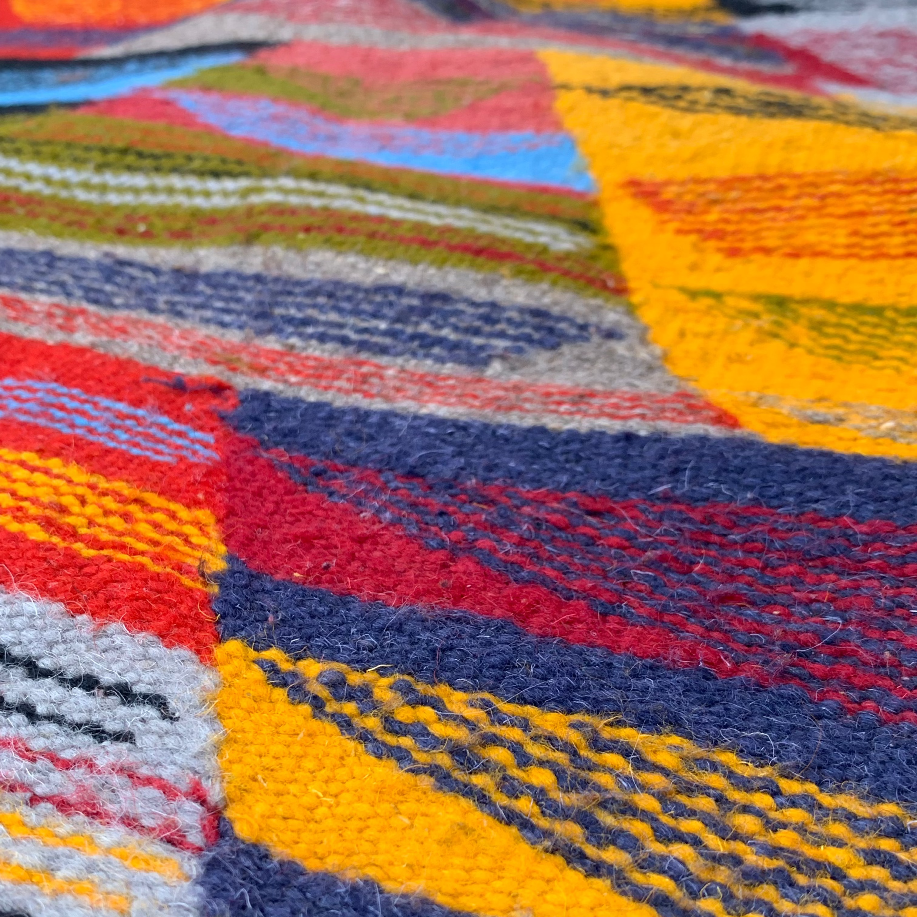 Close-up of a Small Kilim Morooccan Rug