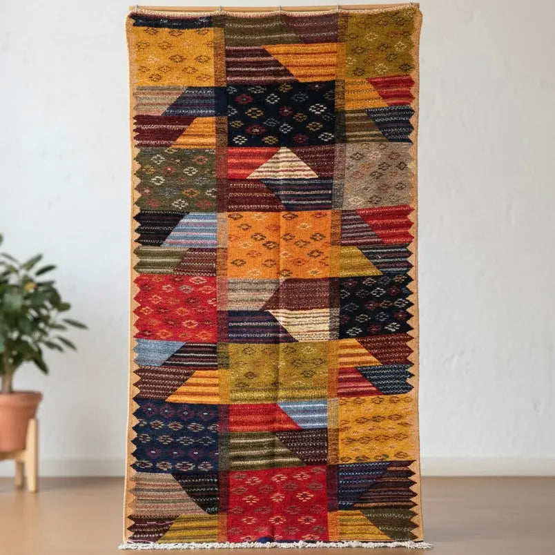 Multicolor Kilim Moroccan Rug – Handwoven Artisan Wool Piece