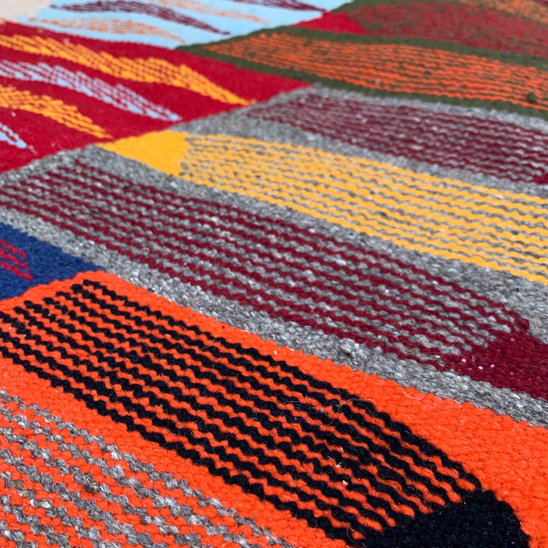 Close-up of a Small Kilim Moroccan Rug