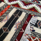 Small Black and White Moroccan Rug 