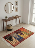 Small Multicolored Flatwoven Rug – 96×62 cm (37.8×24.4 in) TazRugs
