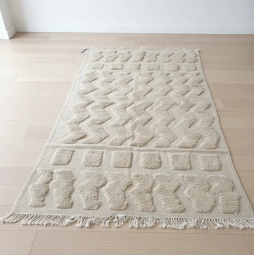 White Moroccan Rug – Handwoven Artisan Wool Piece