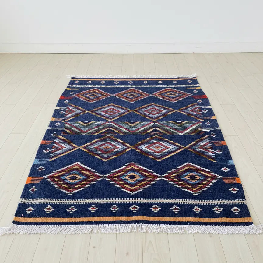 Small Navy Moroccan Rug