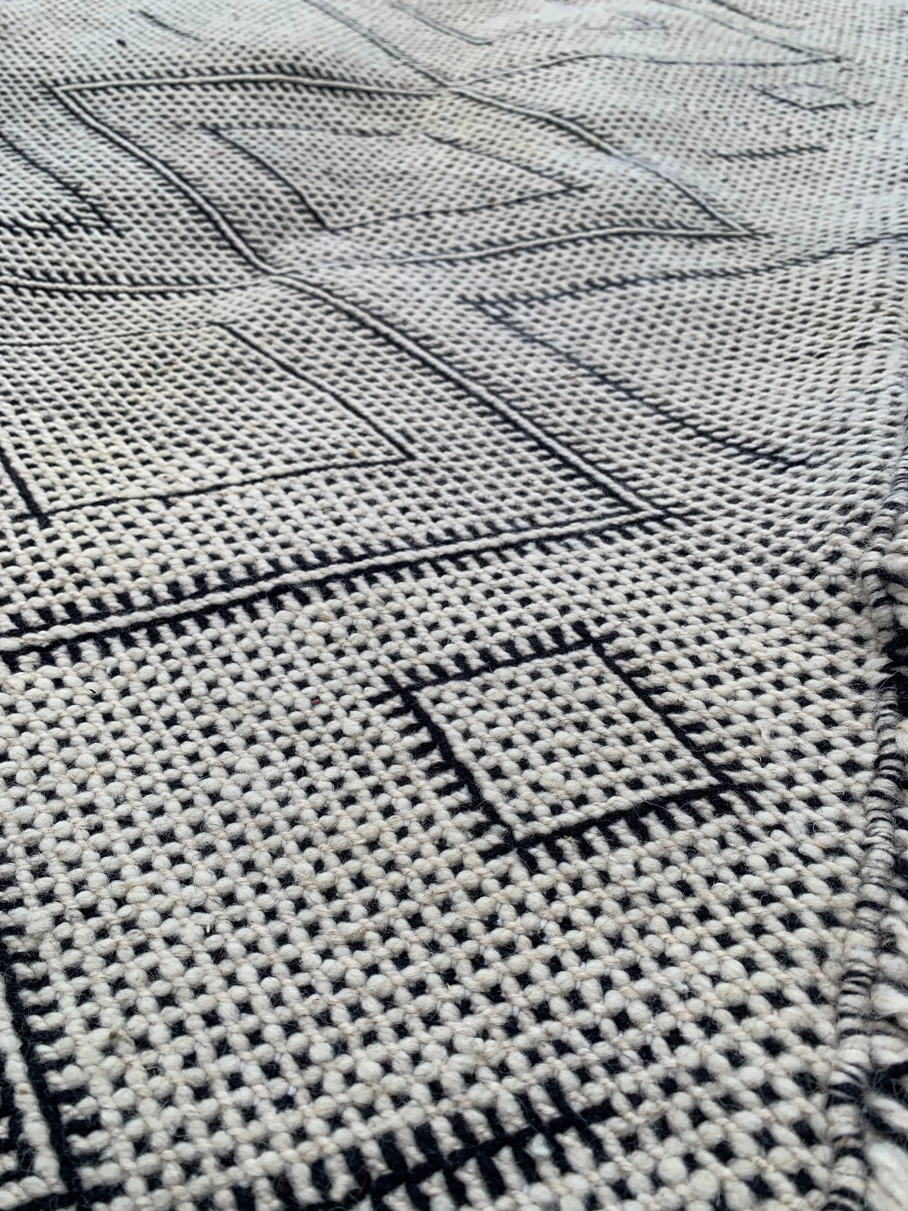  Black & White Moroccan Runner Rug