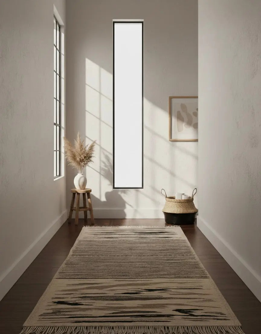 Black & White Moroccan Runner – Handwoven Artisan Wool Piece