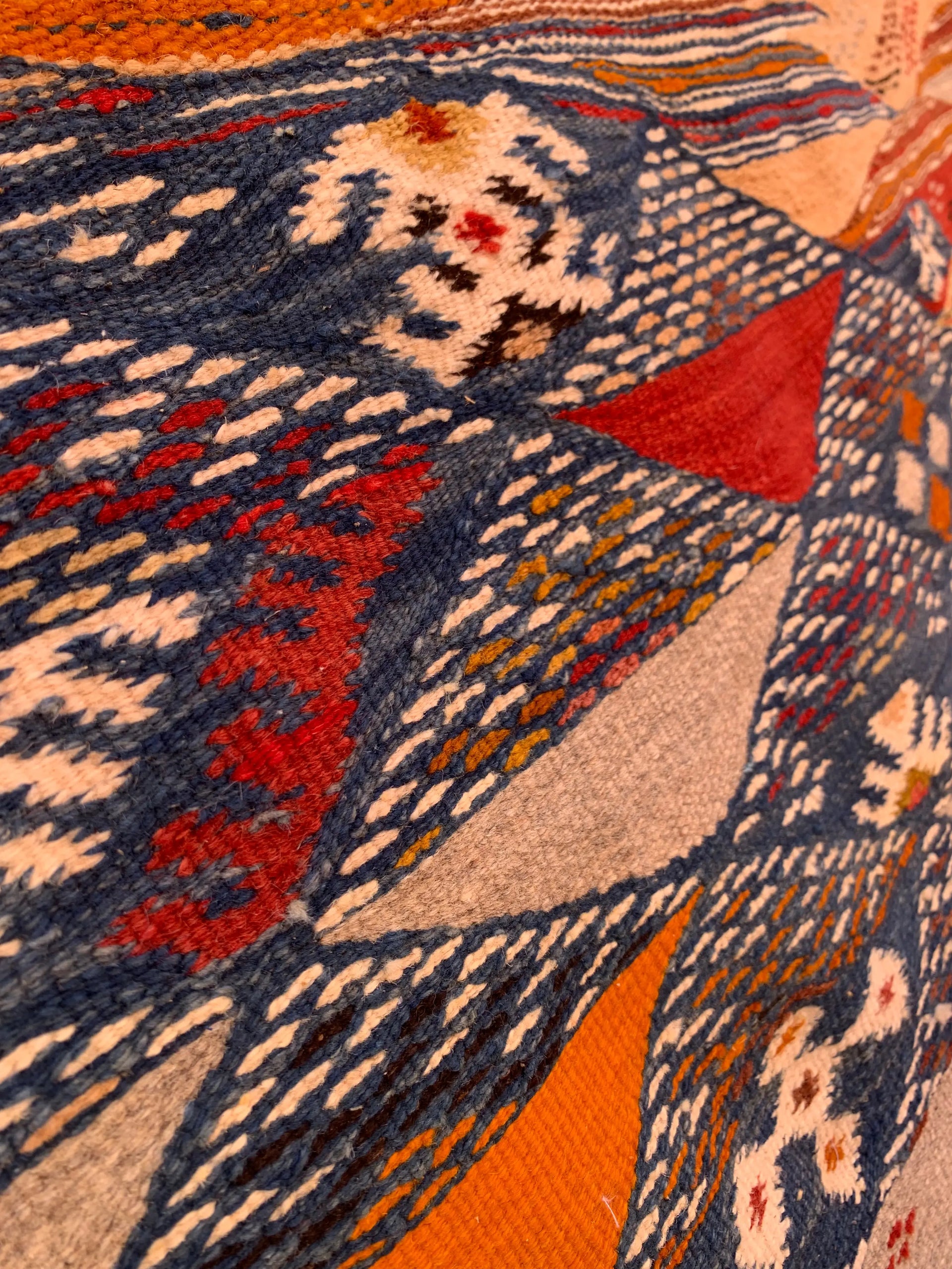 Blue Kilim Moroccan Rug – Handwoven “Picasso” Design