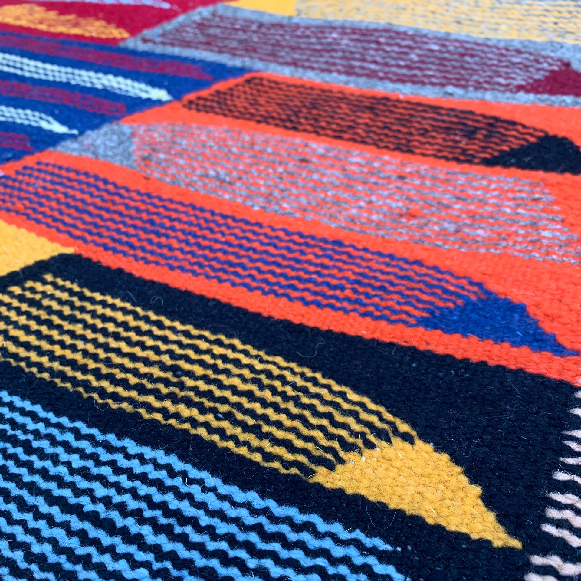 Close-up of a Small Kilim Moroccan Rug