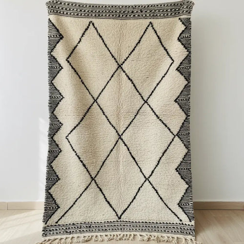  Black and White Moroccan Rug 