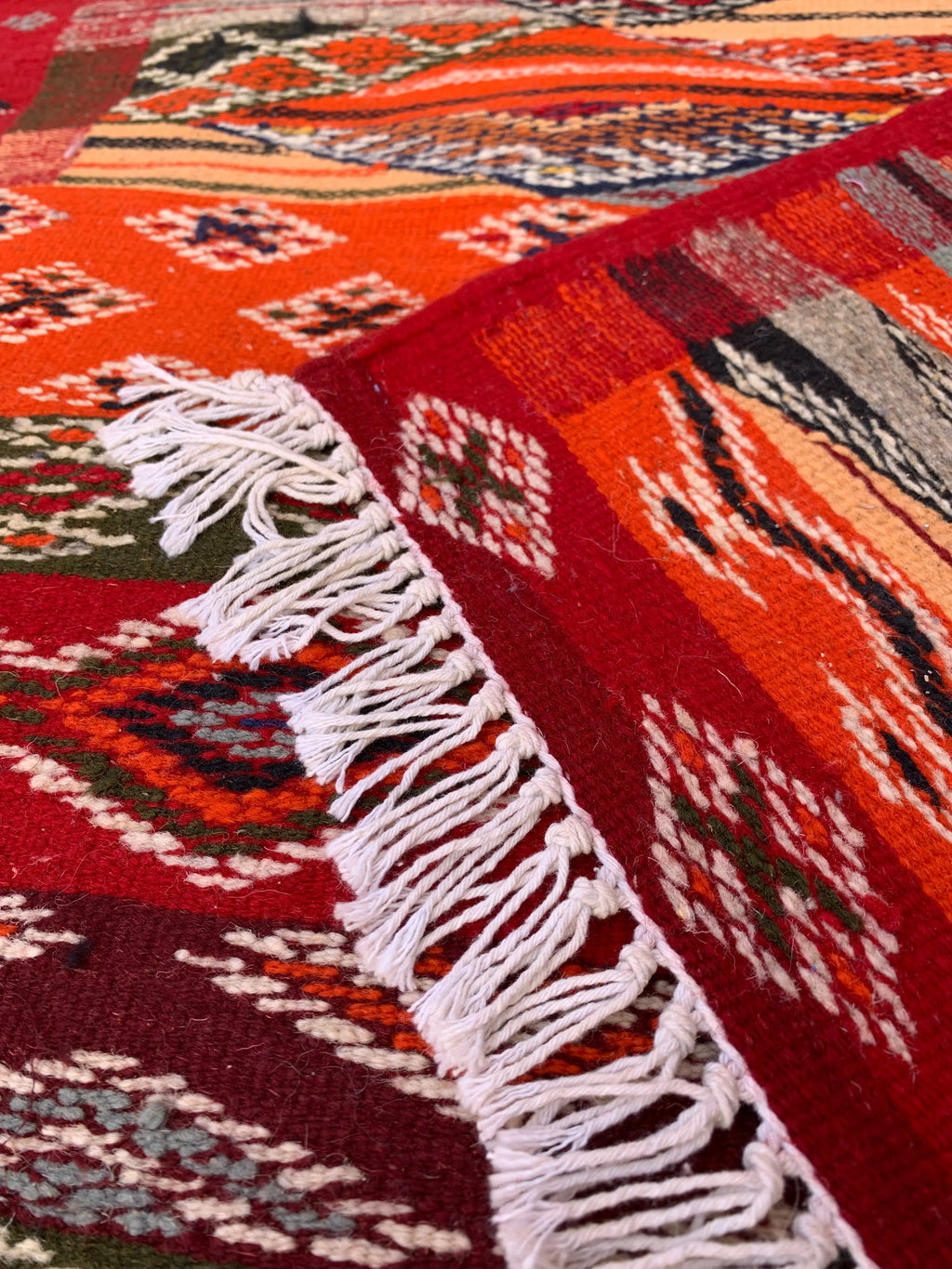 Moroccan Kilim Rug – Red Picasso, Handwoven & Reversible