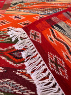 Moroccan Kilim Rug – Red Picasso, Handwoven & Reversible