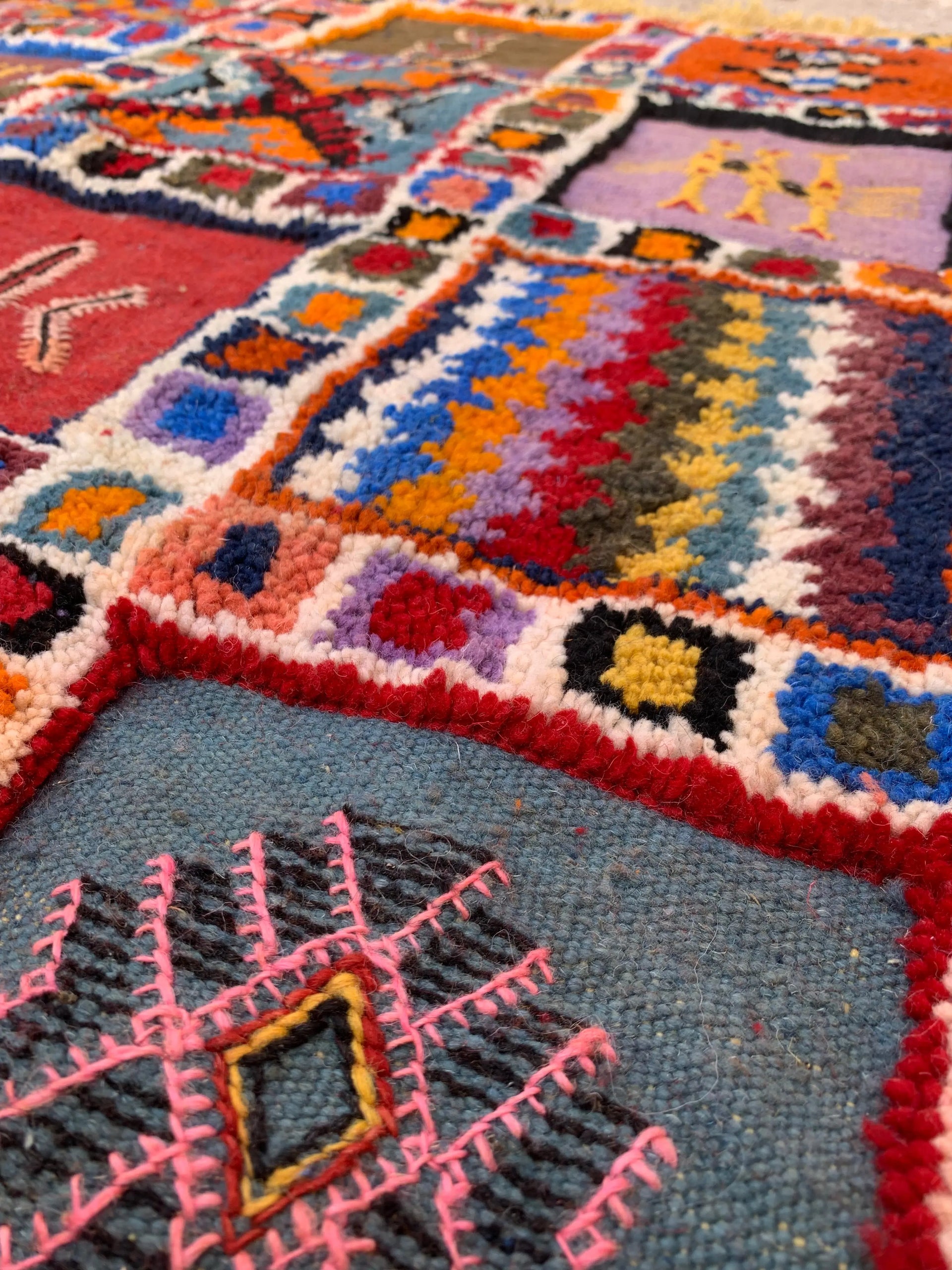 Multicolor Antique-Style Moroccan Rug – Handwoven Artisan Piece