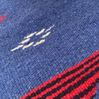 Close-up of a Navy Blue Kilim Rug