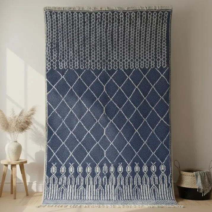 Blue Moroccan Rug – Handwoven Artisan Piece