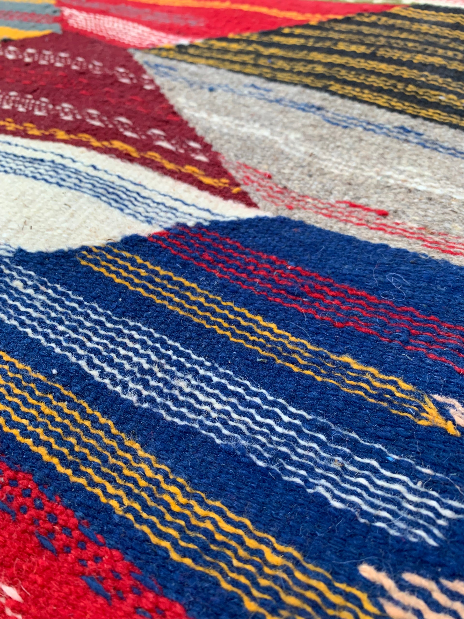 Close-up of small kilim rug 