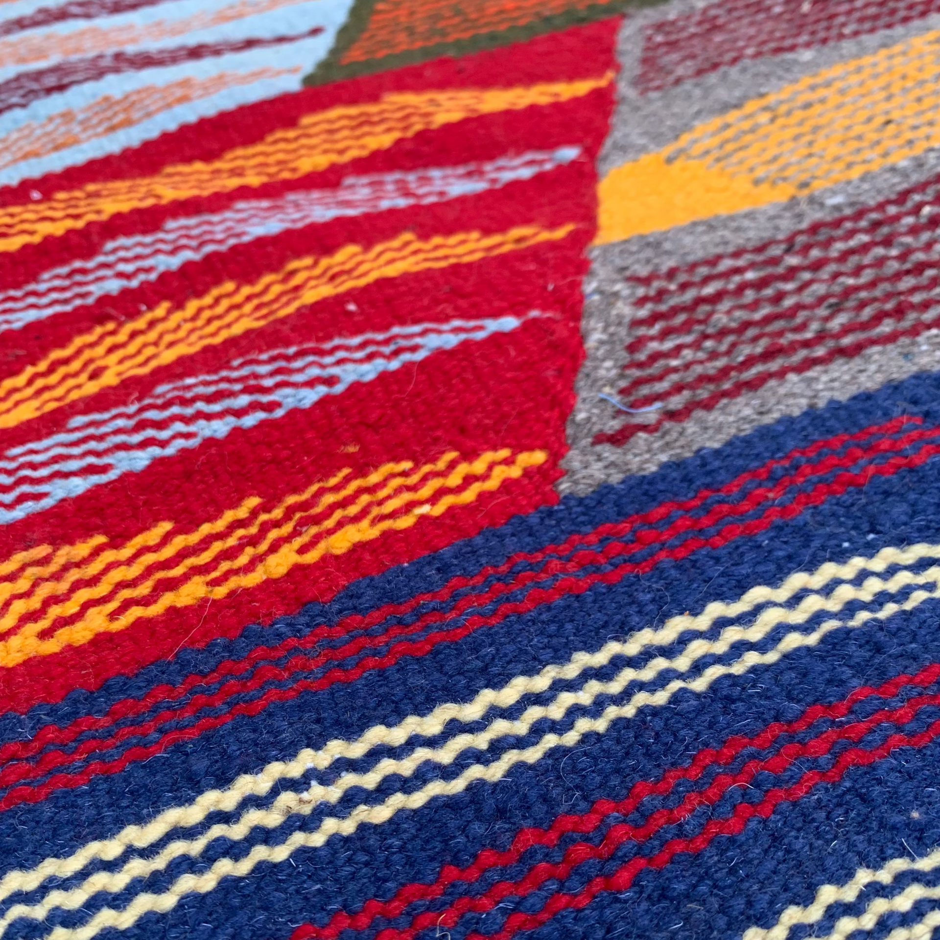 Close-up of a Small Kilim Moroccan Rug