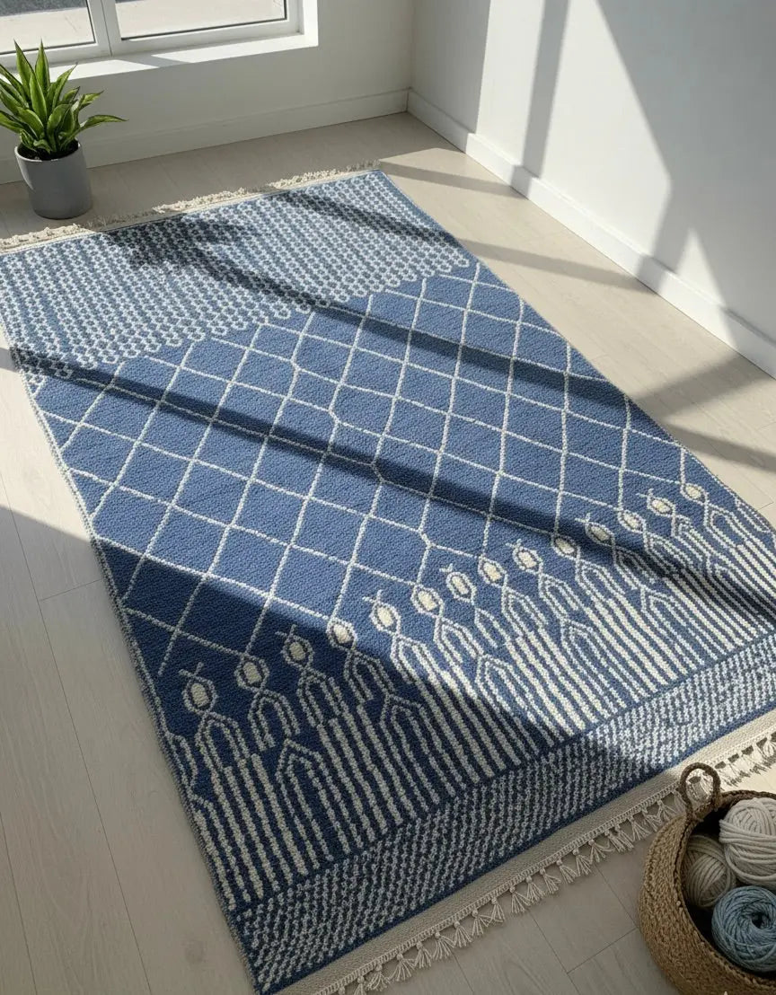 Blue Moroccan Rug – Handwoven Artisan Piece