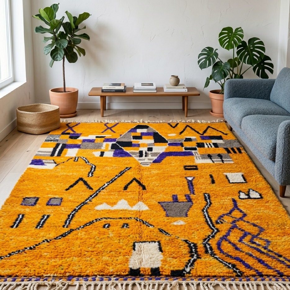 Orange Beni Ouarain rug