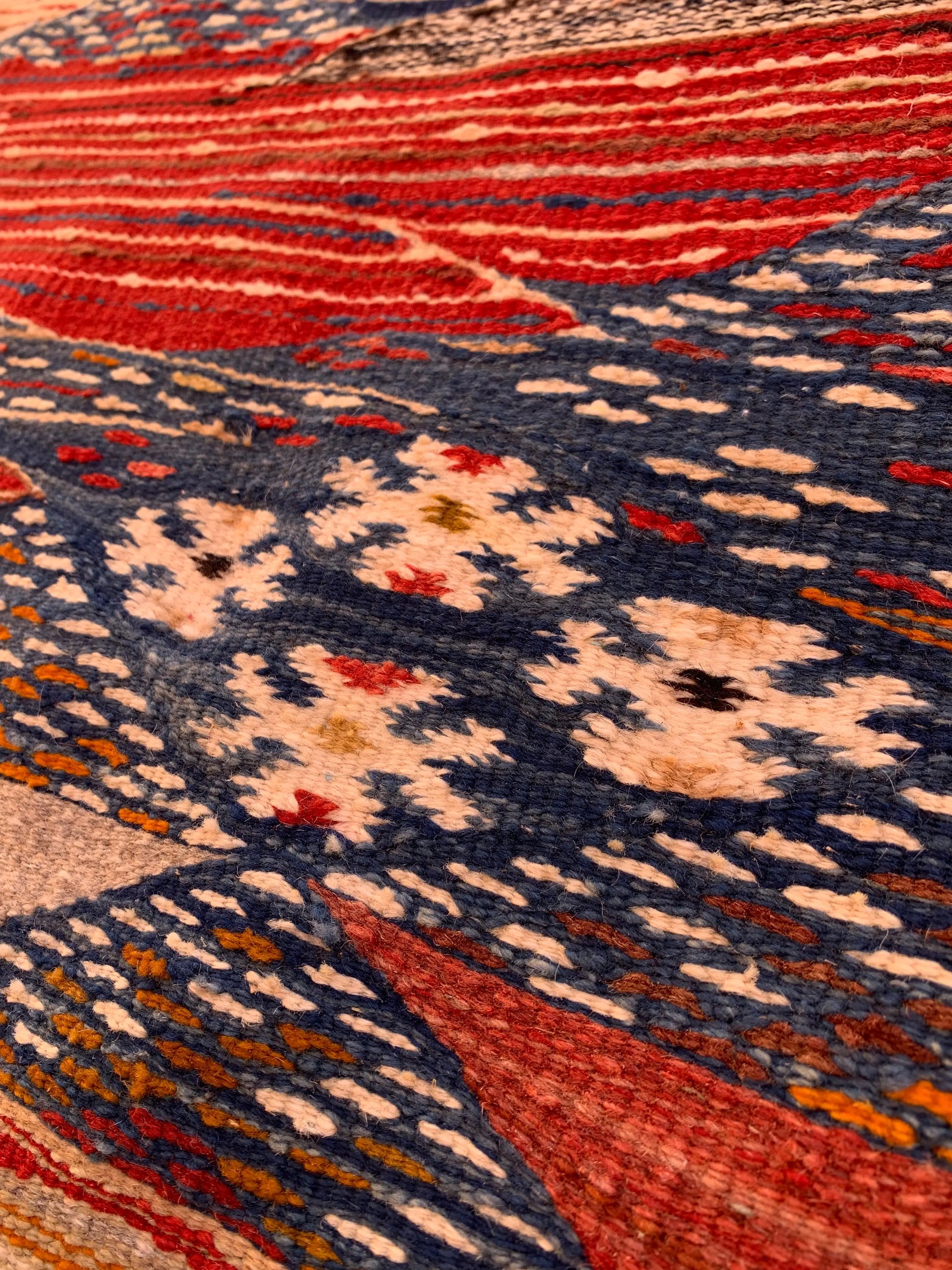 Blue Kilim Moroccan Rug – Handwoven “Picasso” Design
