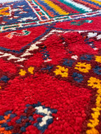 Detailed texture of a handwoven Moroccan Berber rug crafted from natural Atlas Mountain wool