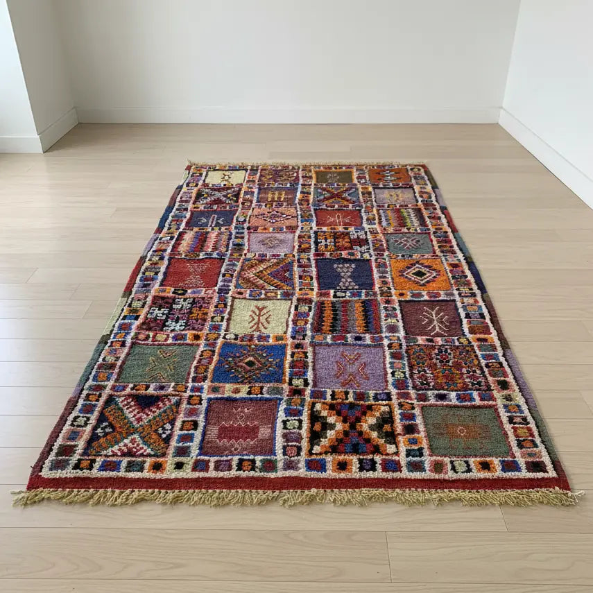 Multicolor Antique-Style Moroccan Rug – Handwoven Artisan Piece
