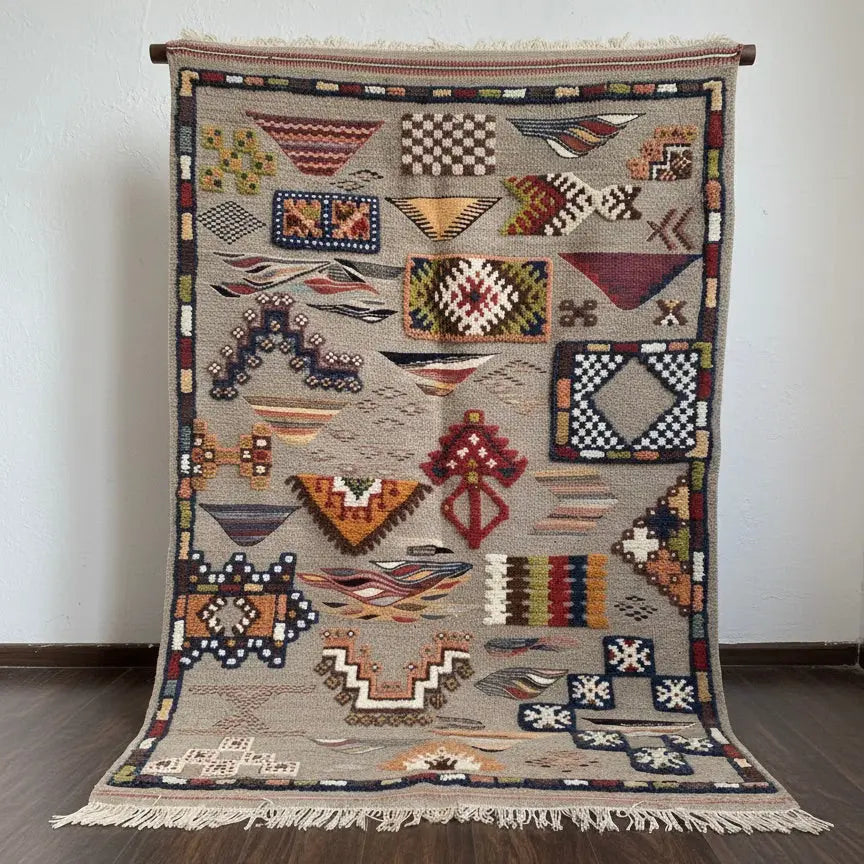 White Moroccan Rug | Handwoven Wool Rug from Taznakht
