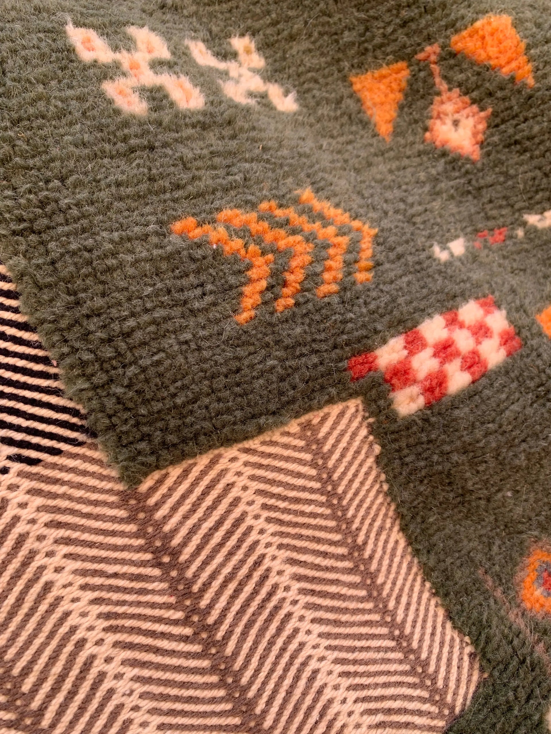 Green & Orange Moroccan Rug – Handwoven Artisan Piece