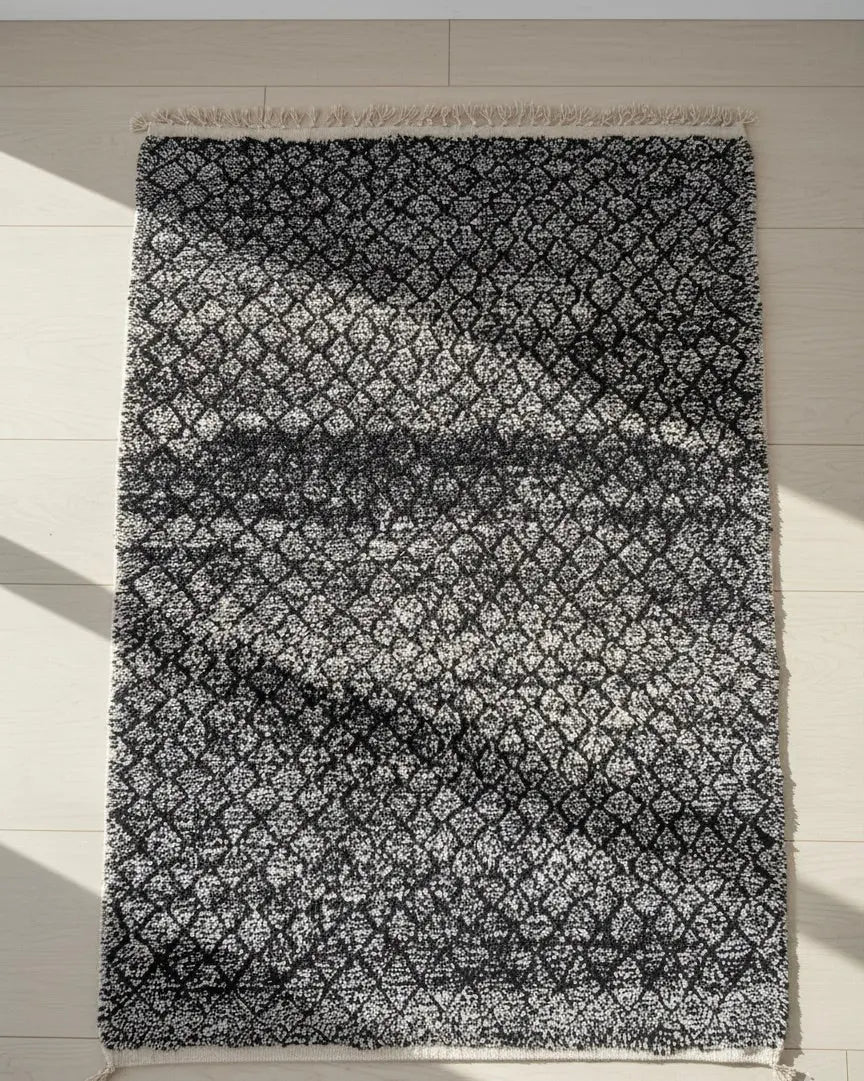 Black Moroccan Rug – Handwoven Artisan Piece