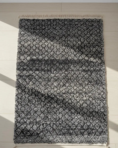 Black Moroccan Rug – Handwoven Artisan Piece