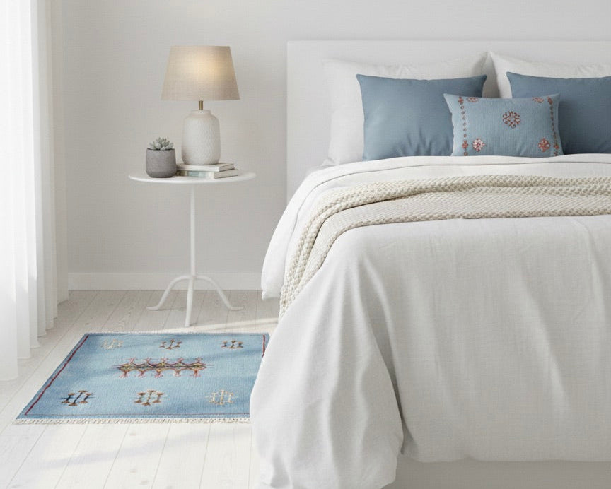 bedside small moroccan blue rug